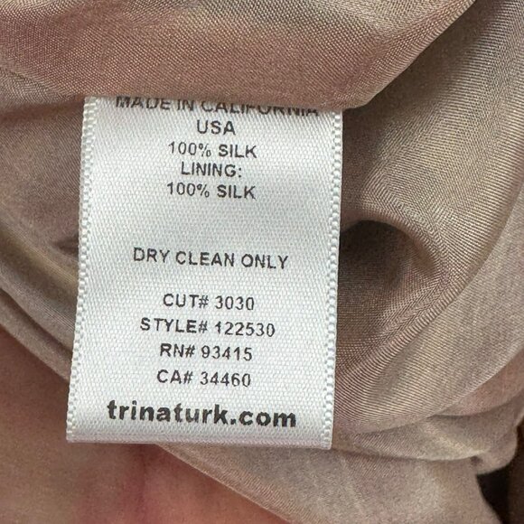 Trina Turk 100% Silk Multicolor Wave Print Dress Womens Size 6 Fully Lined Short - Picture 6 of 8